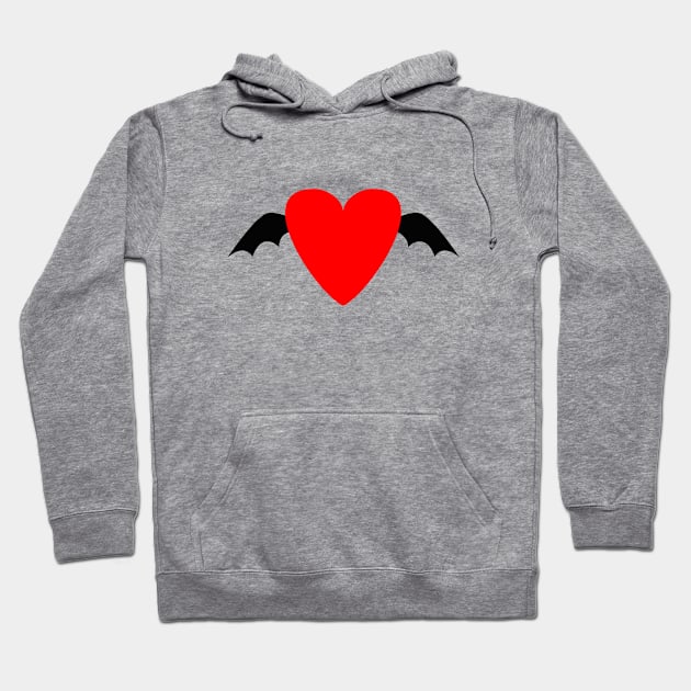 Dark Love, Batwing Heart, Bat Heart Hoodie by Salaar Design Hub